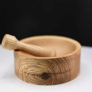 Mortier & pilon frêne olivier recyclé – Artisanal français