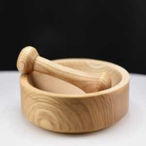 Mortier artisanal frêne olivier – Pilon assorti recyclé