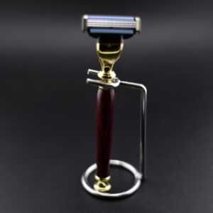 Rasoir Mach3 bois d’amarante & plaqué or 14K – Artisanal