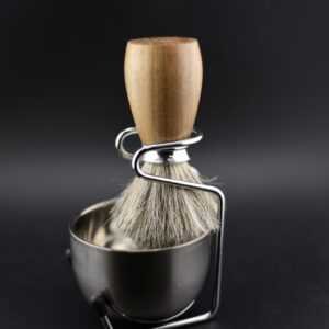 Blaireau de rasage en noyer – manche artisanal bois