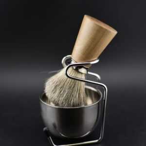 Blaireau de rasage en noyer noir – bois tourné artisanal