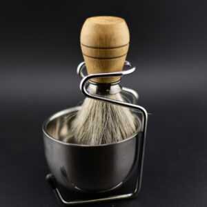 Blaireau de rasage en chêne – manche en bois artisanal